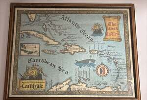 Carnivale TSS The West Indies Vintage Cruise Map Framed Print
